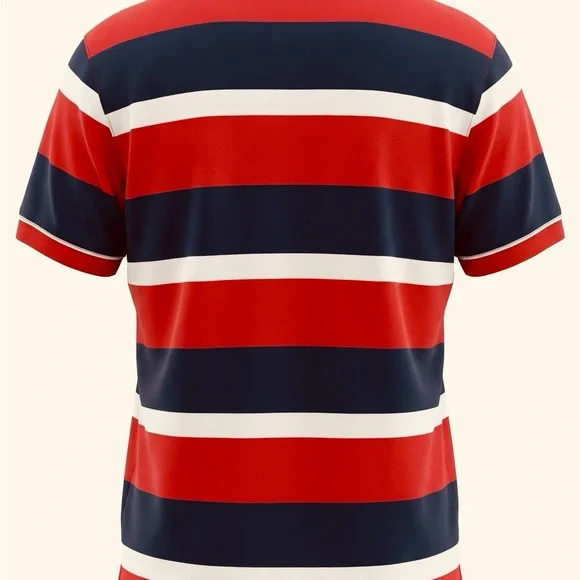 Polo by Ralph Lauren Men's Bold Red and Navy Striped Polo - Picture 4 of 5